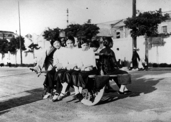 Chinese Girls on a Wheelbarrow
